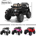 Topcobe Electric Cars for Kids, Black / Red / Pink Gift 12V Kids Ride-On Truck Car w/ Remote Control, 3 Speeds, Spring Suspension, LED Lights