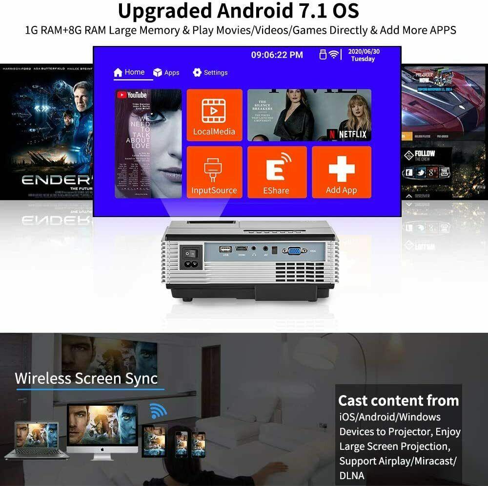smart wifi proyector full hd projector 1080p blue tooth home theater youtube tv