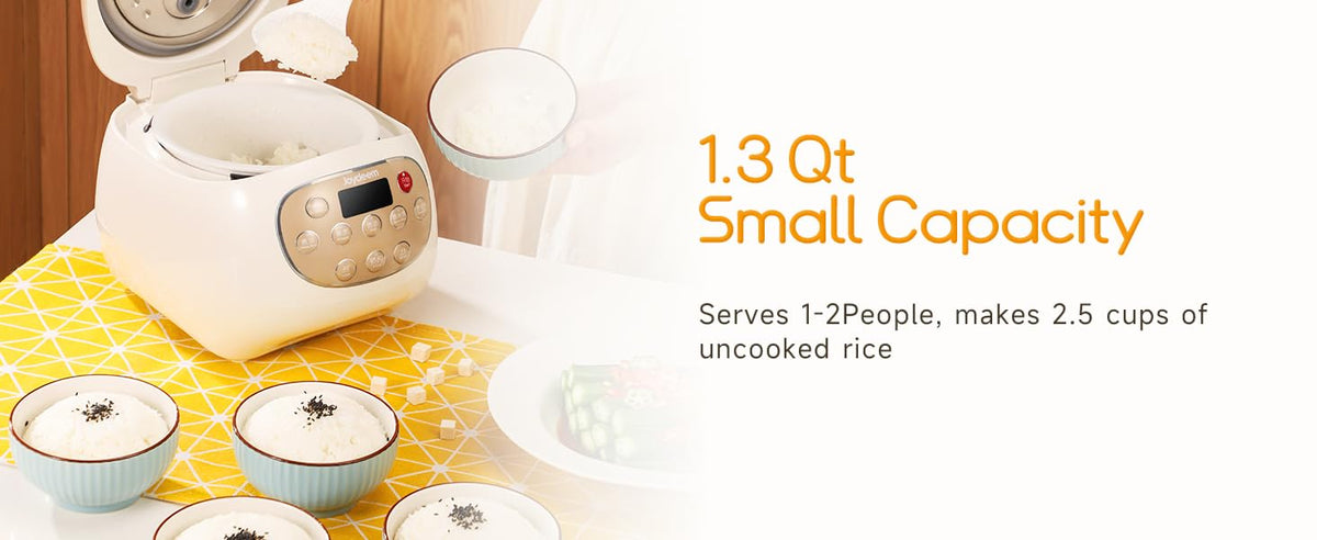 Mini Ceramic Rice Cooker, 2.5 Cups Uncooked Rice Cookers with Pure Ceramic Inner Pot, Healthy & PFOA Free, 1.2L/1.3 qt, DFB-C120