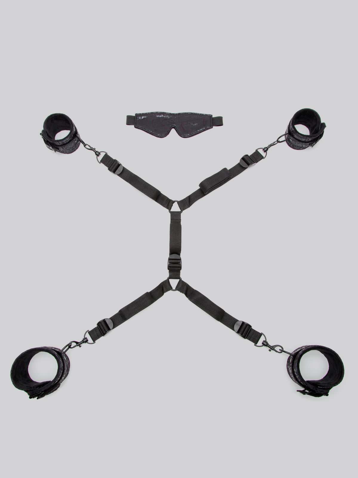 Bondage Boutique Black Rose Under Mattress Restraint Kit (2 Piece), Black