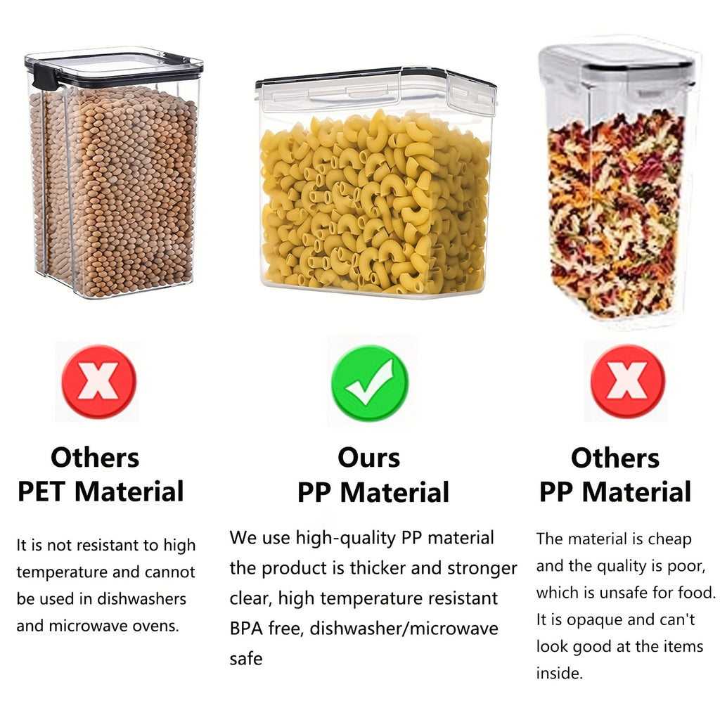 7pcs Airtight Food StoraContainers: BPA Plastic Canisters For Spaghetti, Dry Food, Flour &amp; Sugar - Includes Labels!
