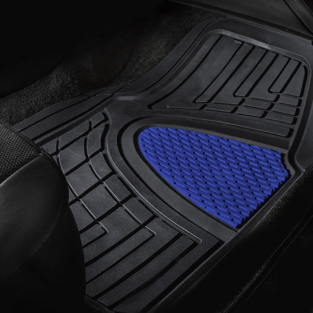 FH Group Automotive Floor Mats - Heavy-Duty Rubber Floor Mats for Cars, Universal Fit Full Set, Climaproof Floor Mats, Trimmable Floor Mats for Most Sedan, SUV, Truck Floor Mats Blue
