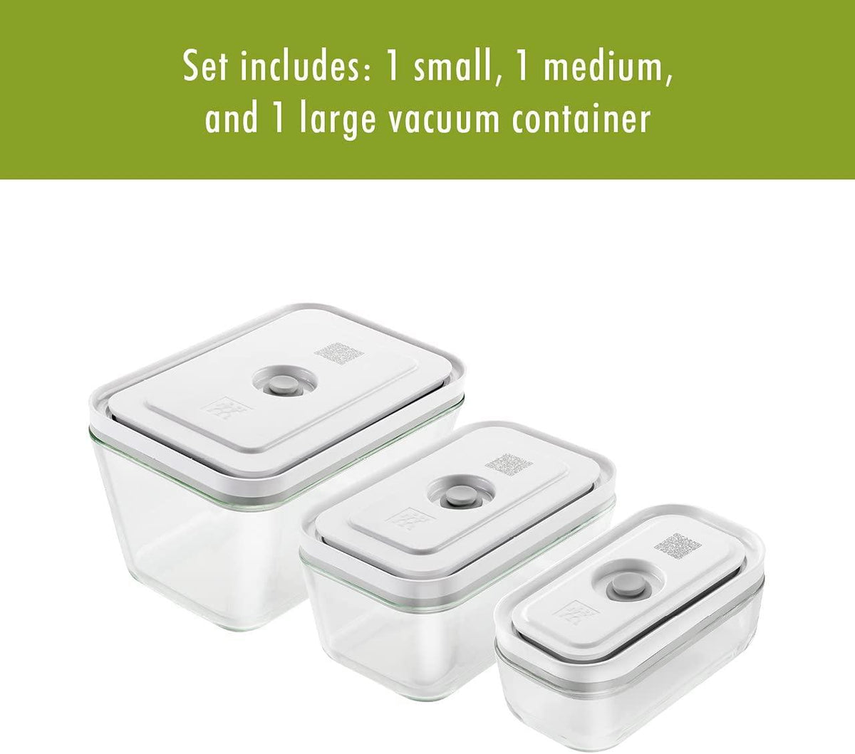 ZWILLING Fresh & Save 3-pc Glass Food Storage Container, Meal Prep Container, Assorted Sizes