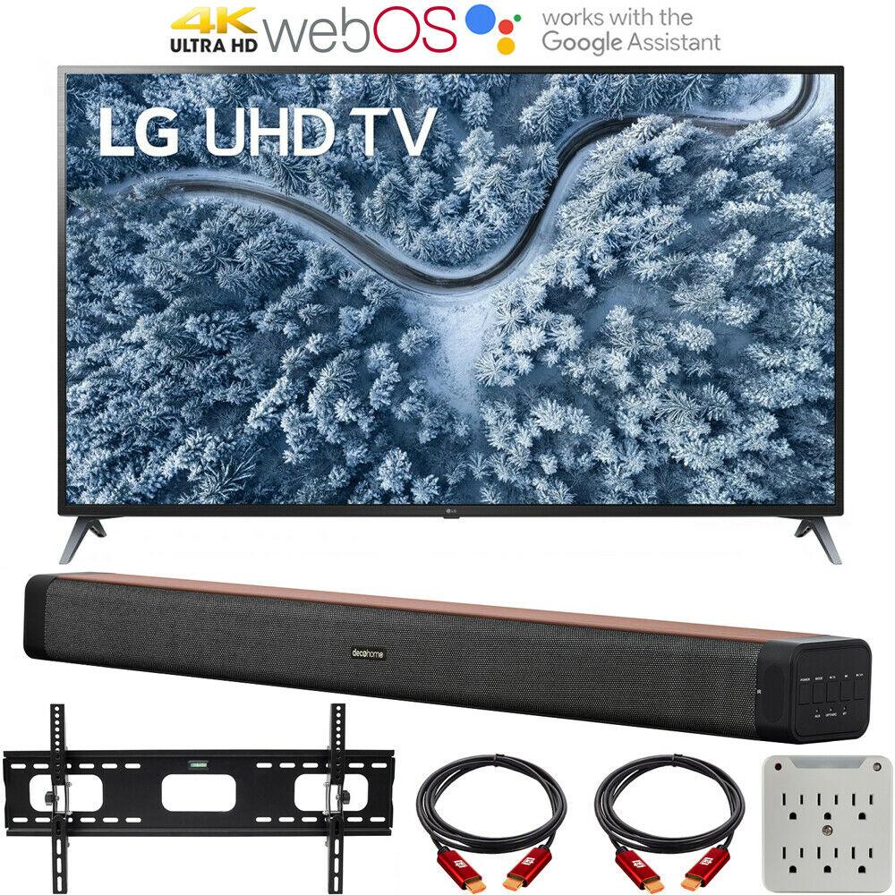 lg 70 inch led 4k uhd smart webos tv 2024 with deco home 60w soundbar bundle