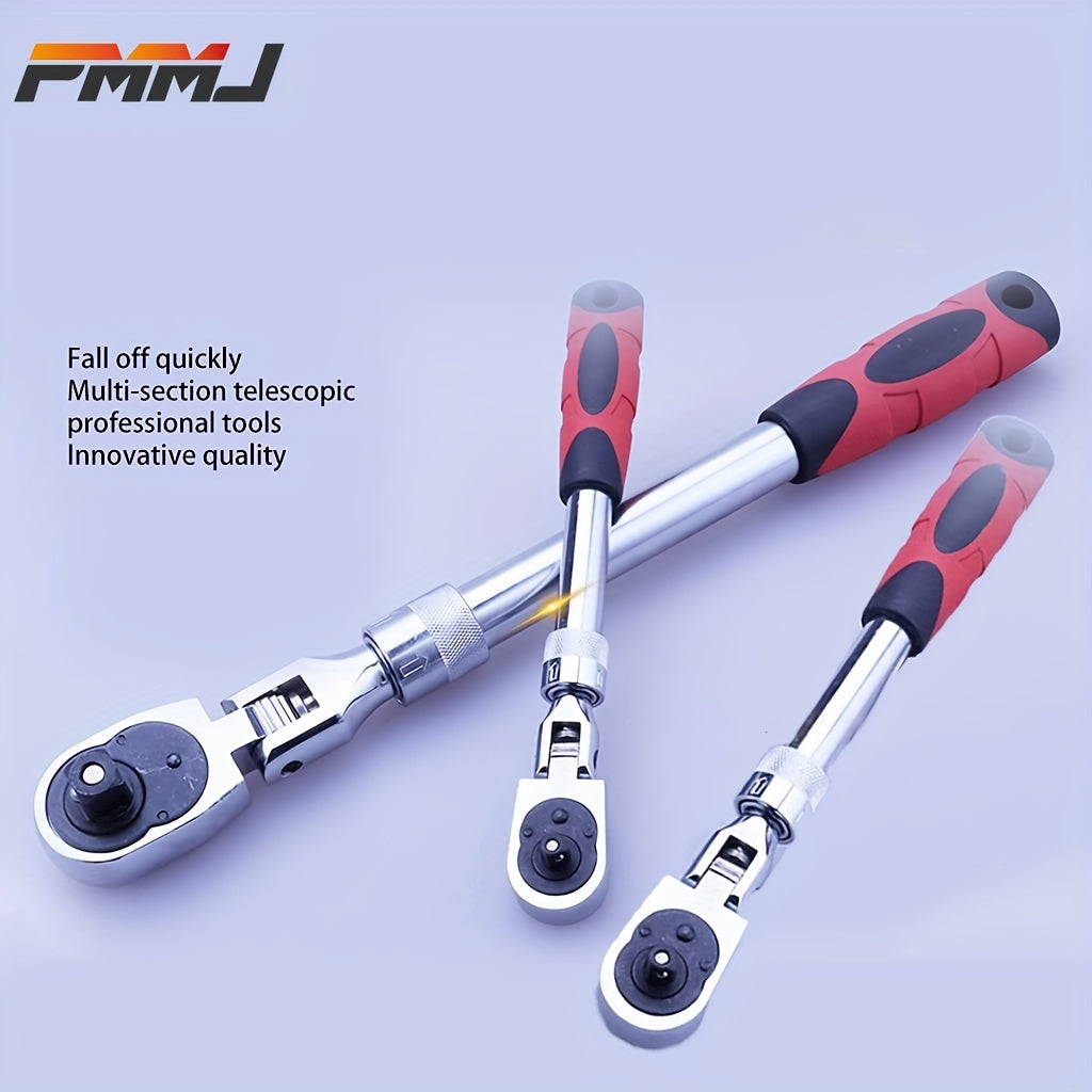 1/4 3/8 1/2 Telescopic Head Ratchet Wrench 72-Tooth Chrome Vanadium Steel Telescopic Head Ratchet Wrench, Automatic  Release Wrench