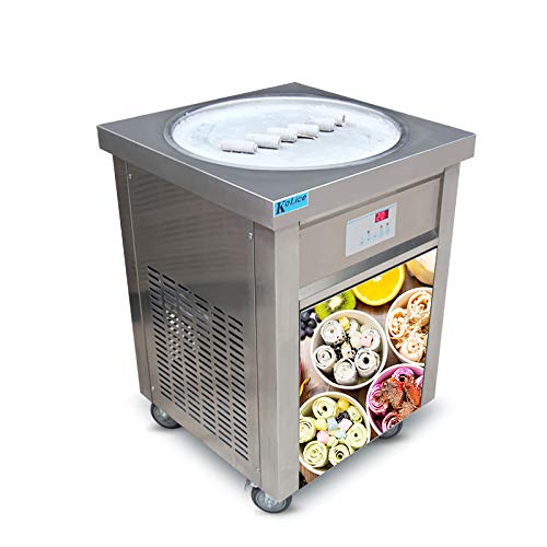commercial ETL US  22" Single Round Pan Fry Ice Cream Machine, Stir-Fried Ice Cream Rolled Machine-Auto Defrost, Smart AI Temperature Control