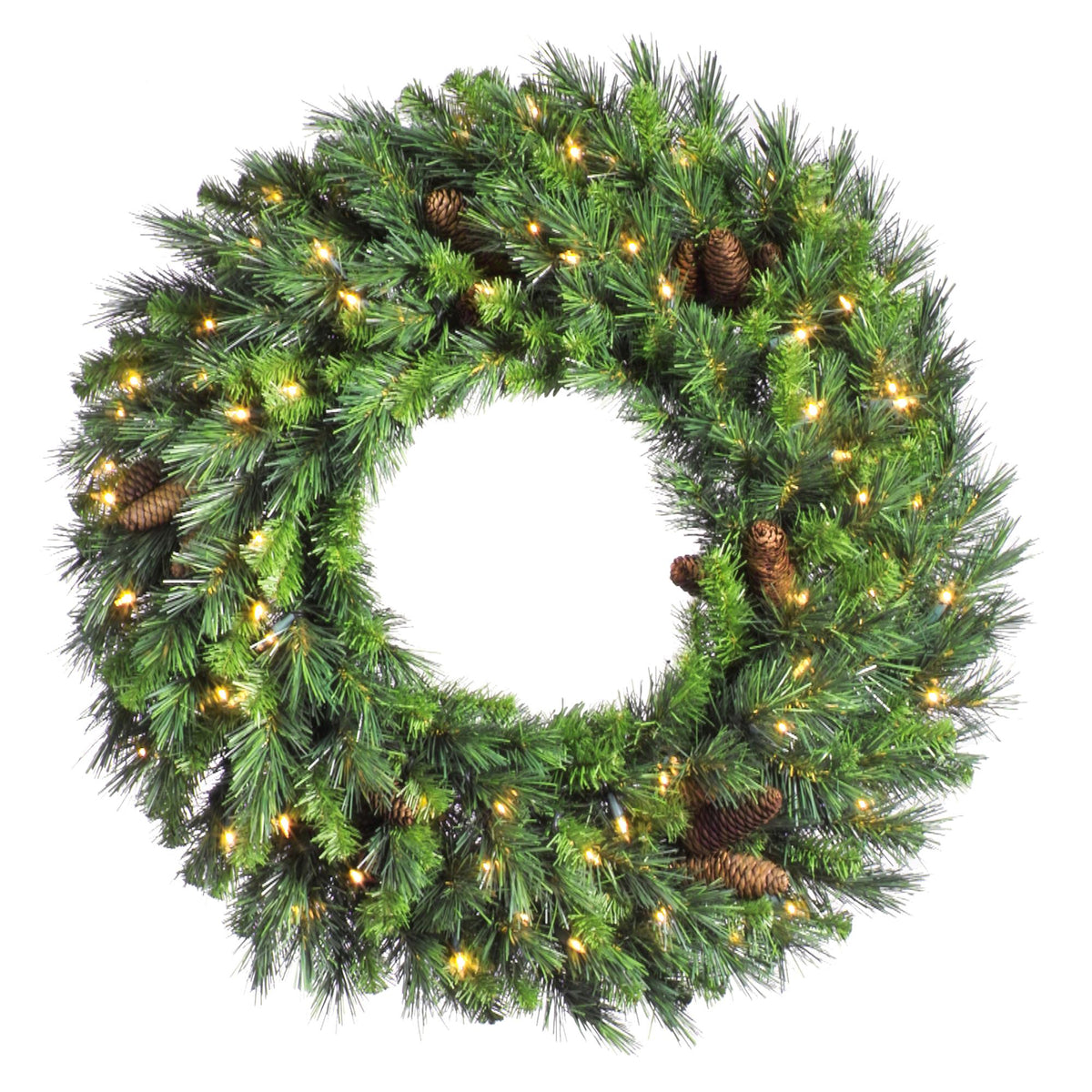 30 in. Cheyenne Pine Pre-lit Christmas Wreath with Cones