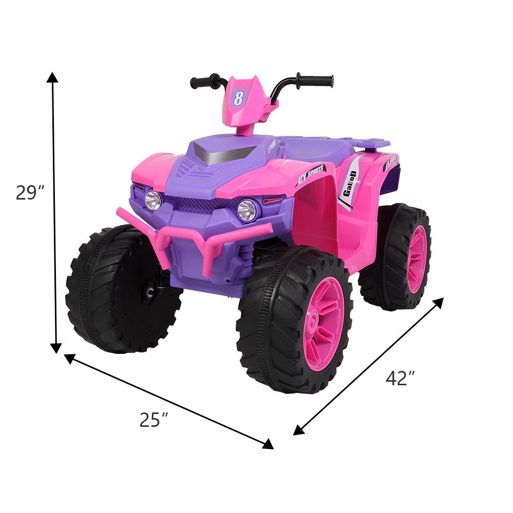 Ride on Car ATV for Kids, 12V Battery Powered Kids Electric Vehicle, 4 Wheeler Quad with Headlights, MP3, USB, Volume Control, LarSeat, Electric Ride on Toys for Boys Girls, Two Speed Mode, Q11293