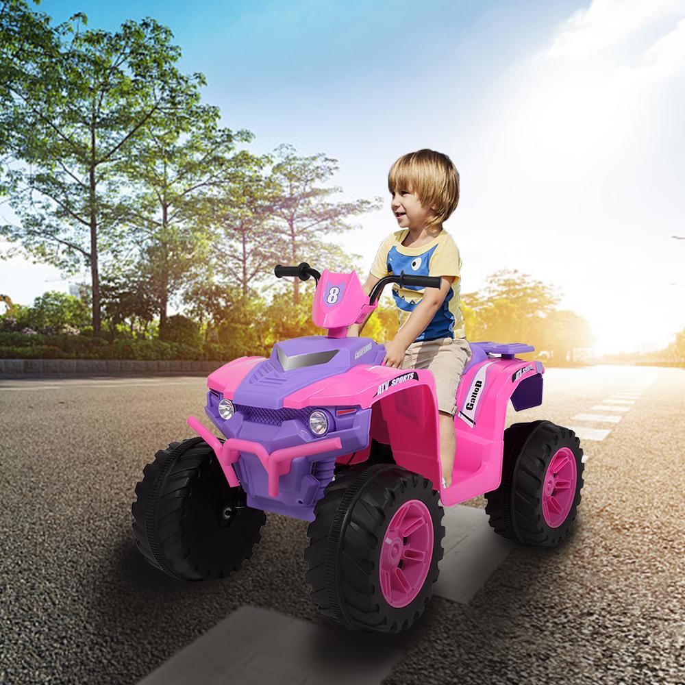 Ride on Car ATV for Kids, 12V Battery Powered Kids Electric Vehicle, 4 Wheeler Quad with Headlights, MP3, USB, Volume Control, LarSeat, Electric Ride on Toys for Boys Girls, Two Speed Mode, Q11293
