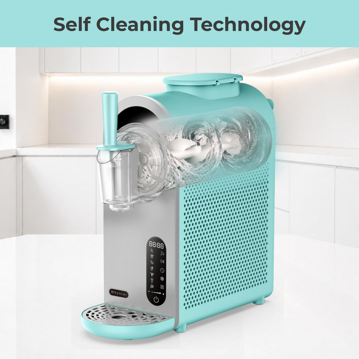 7-in-1 Soft Serve Ice Cream and Slushy Machine, 1.6 Quarts, with -in Compressor, Self-Cleaning Mode, LCD Touch Control, and Adjustable Firmness, (Turquoise)