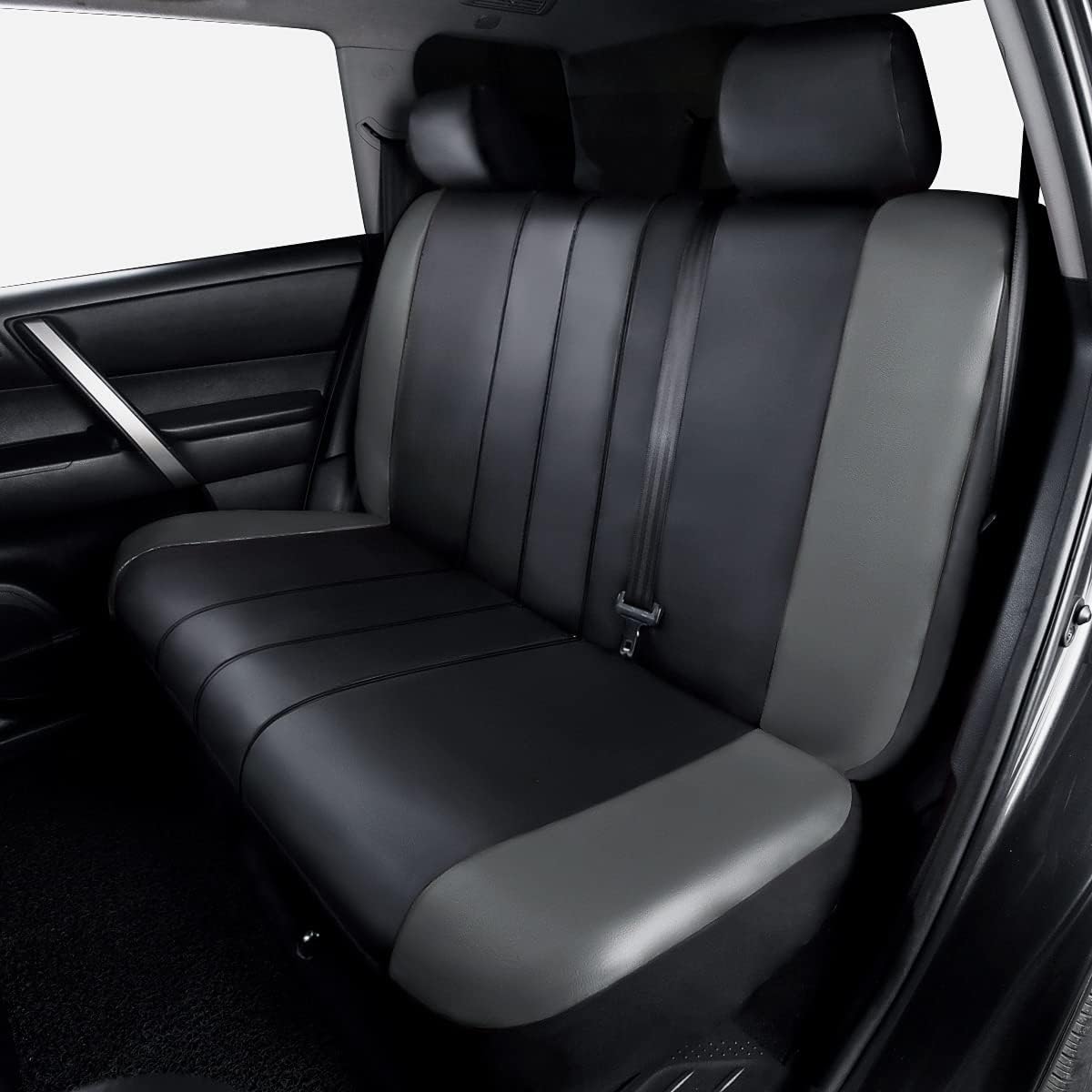 Flying Banner car seat Covers Protects Water Proof Faux Leather Carbon Fiber Front and Rear Bench (Black Gray, Full Set - 8PCS)