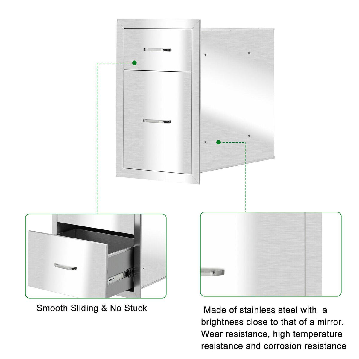 Outdoor Kitchen Drawer  Steel Layer Access Door BBQ Drawer Large