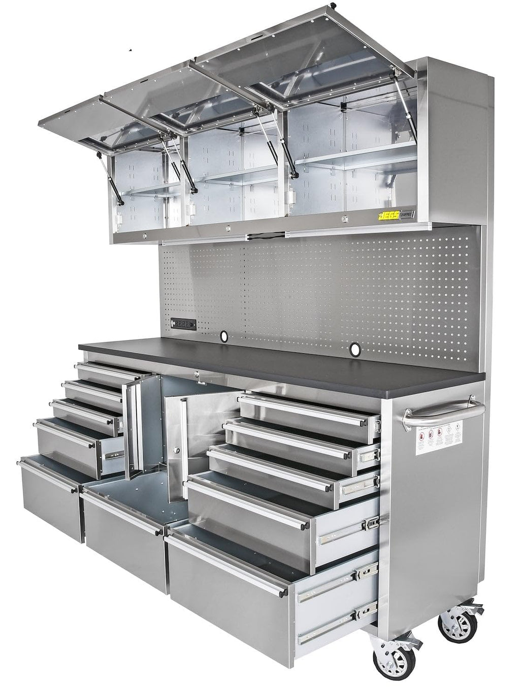 72 in. Rolling Tool Cabinet/Toolbox. 11-Drawer with Upper Stora[ Steel]