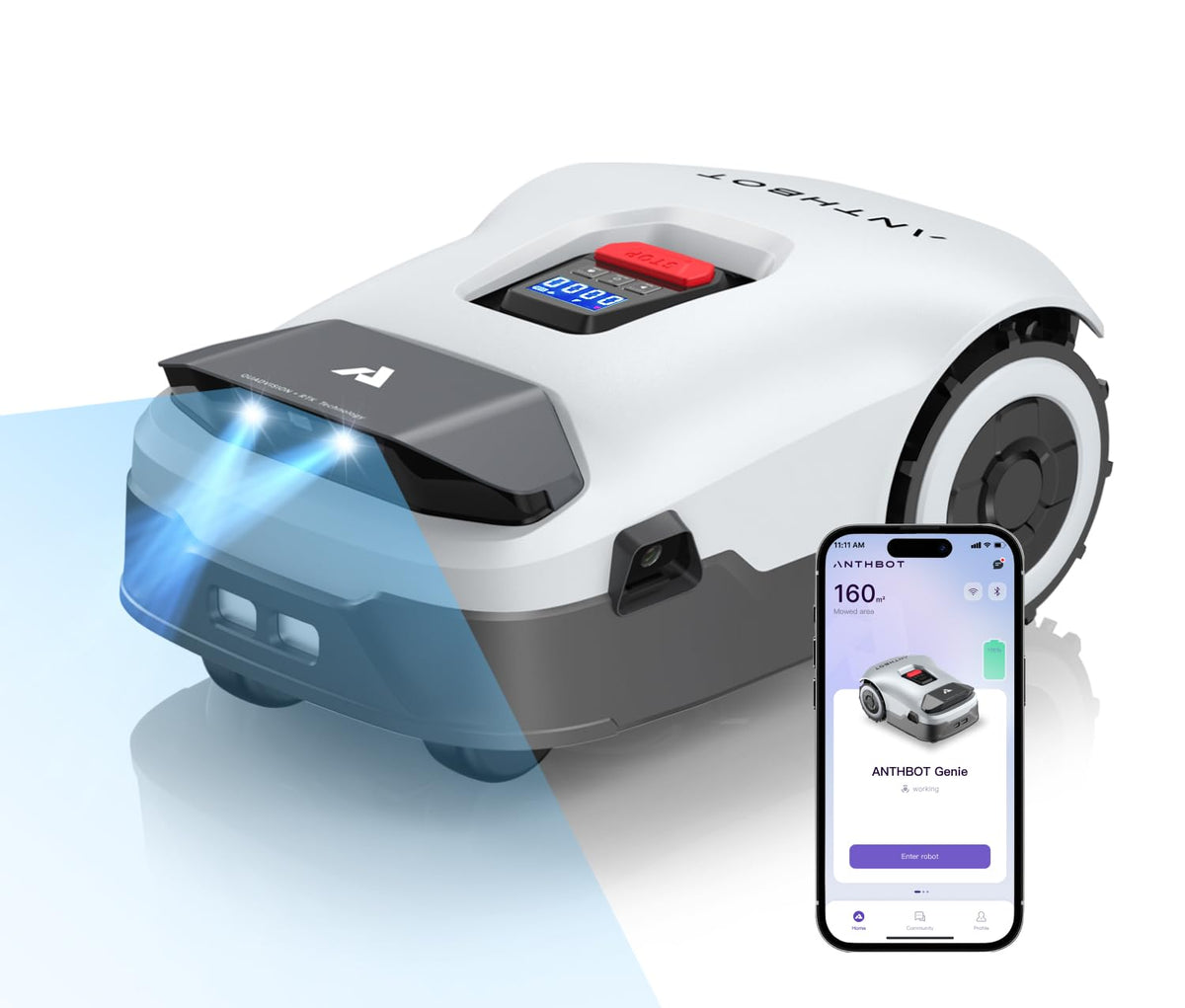 Robot Lawn Mower NO Wire - 0.5 Acre, Full Band RTK+4-Eye Vision Robotic Lawnmower, Automatic Mapping, 20 Multi-Zone Management, Accurate Obstacle Avoidance, Intelligent Anti-Theft, APP Control
