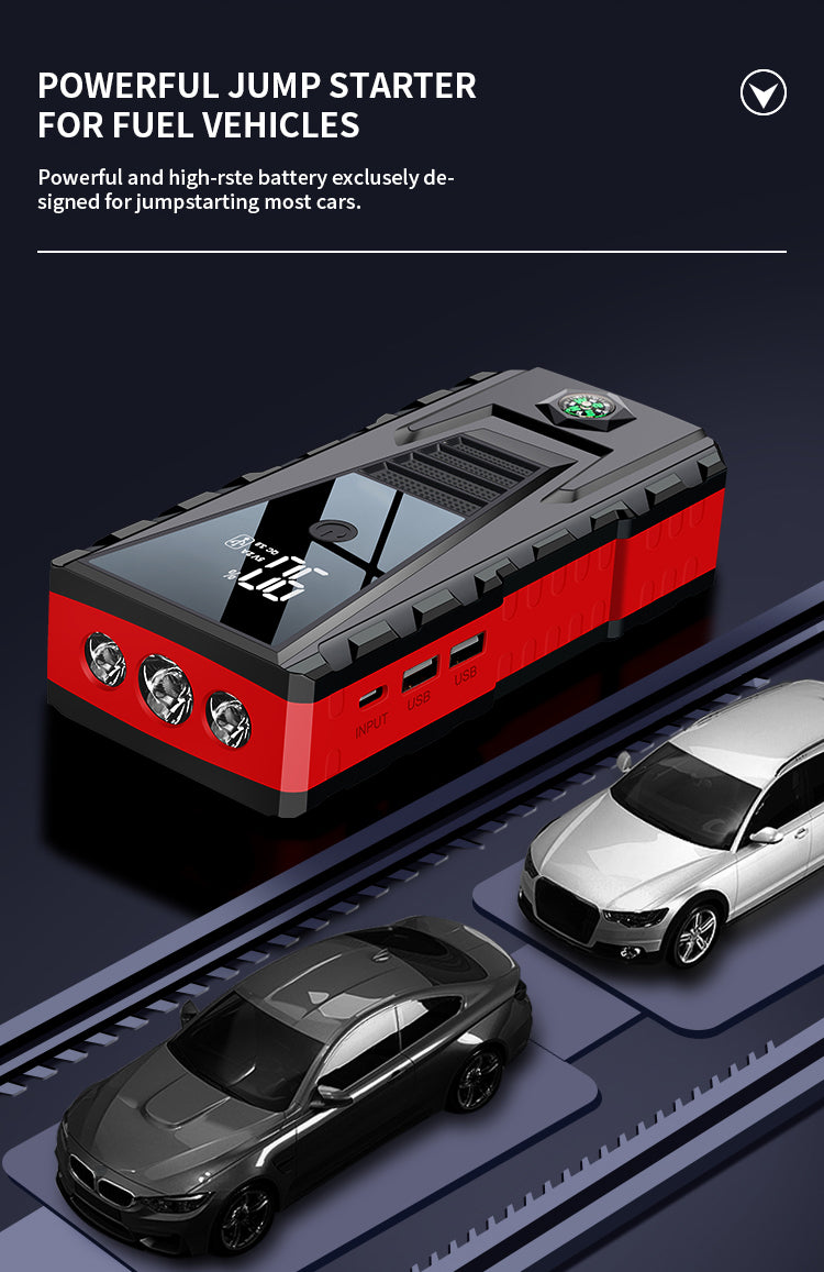 Car Jump Starter: Emergency Power Bank Booster With LED Automotive Starting Device