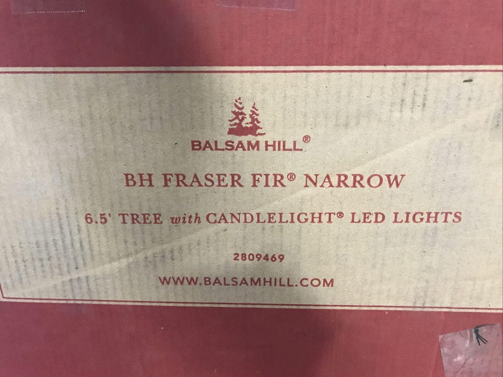 Open Box Balsam Hill Fraser Fir Narrow 6.5' Tree with Candlelight LED Lights