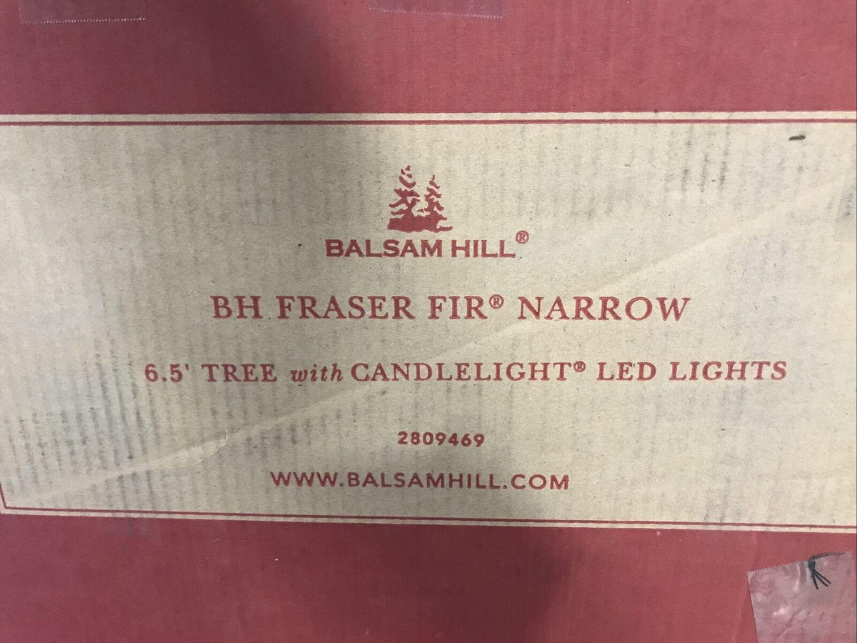 Open Box Balsam Hill Fraser Fir Narrow 6.5' Tree with Candlelight LED Lights