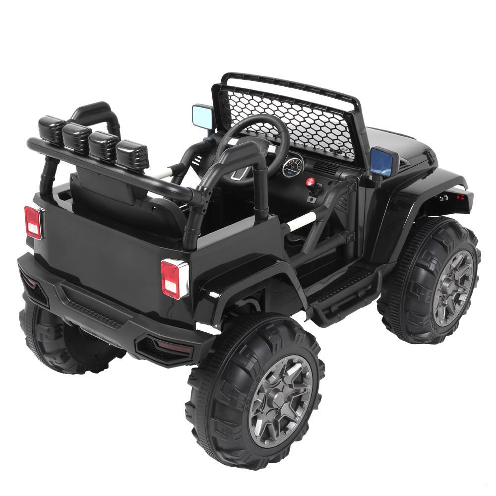 Ktaxon Extra Larger Ride On Truck, 12V Battery Electric Kids Toddler Motorized Vehicles Toy Car w/ Remote Control, 3 Speeds, Spring Suspension, Seat Belts, LED Lights and Realistic Horns (Black)
