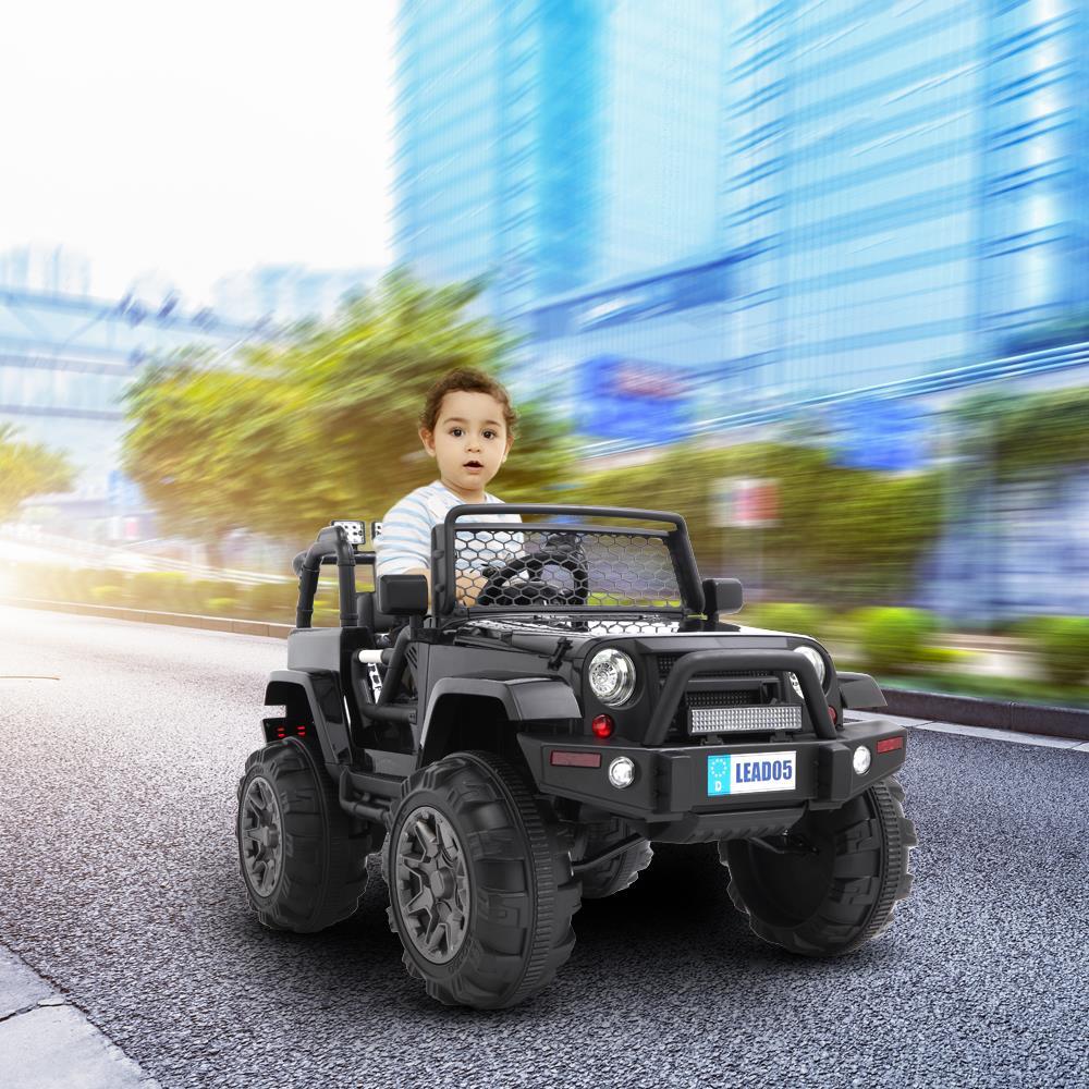 Ktaxon Extra Larger Ride On Truck, 12V Battery Electric Kids Toddler Motorized Vehicles Toy Car w/ Remote Control, 3 Speeds, Spring Suspension, Seat Belts, LED Lights and Realistic Horns (Black)