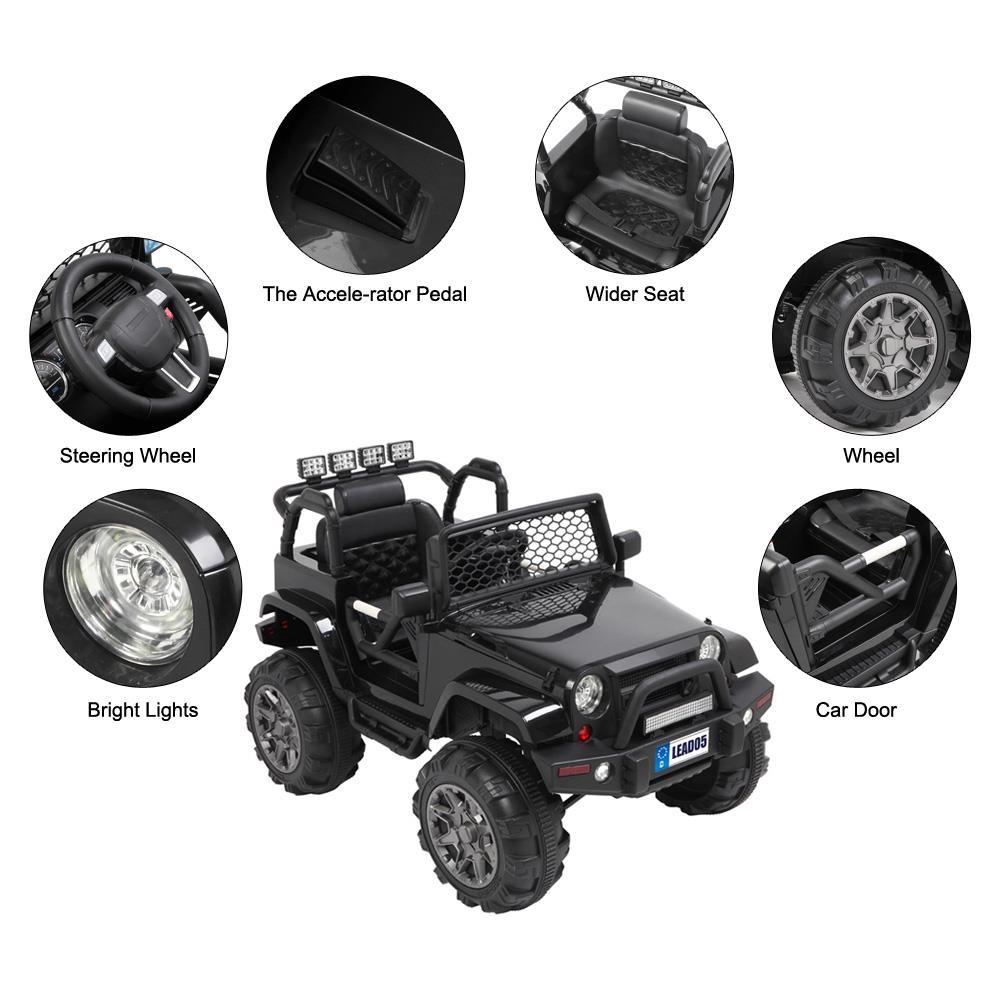 Ktaxon Extra Larger Ride On Truck, 12V Battery Electric Kids Toddler Motorized Vehicles Toy Car w/ Remote Control, 3 Speeds, Spring Suspension, Seat Belts, LED Lights and Realistic Horns (Black)