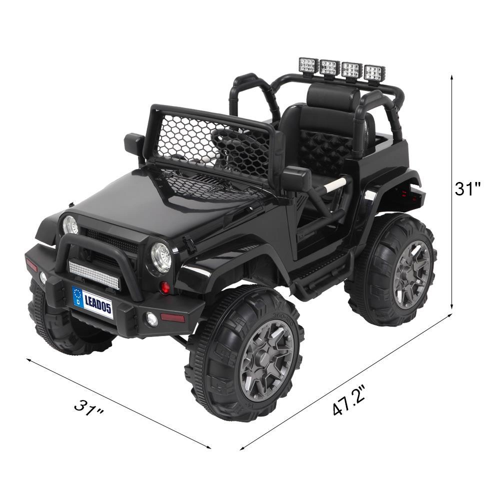 Ktaxon Extra Larger Ride On Truck, 12V Battery Electric Kids Toddler Motorized Vehicles Toy Car w/ Remote Control, 3 Speeds, Spring Suspension, Seat Belts, LED Lights and Realistic Horns (Black)