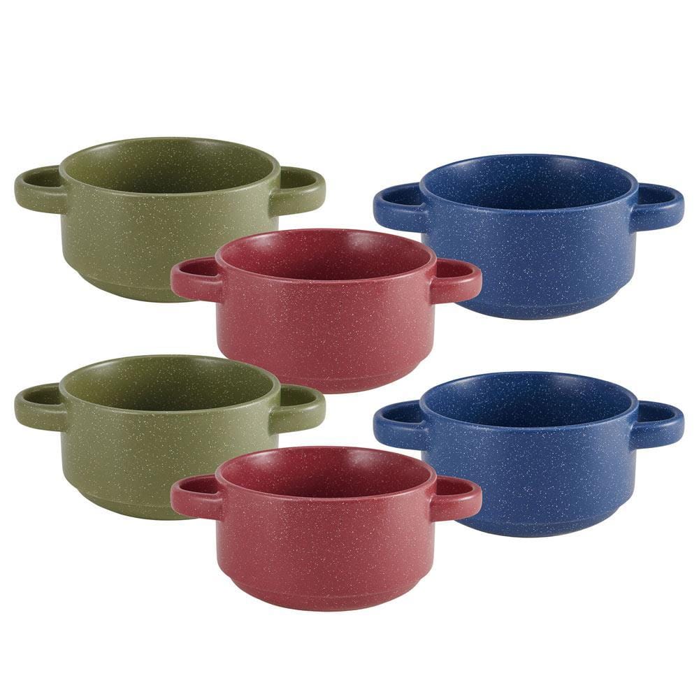 Double Handled Set of 6 Bowls, Assorted