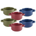 Double Handled Set of 6 Bowls, Assorted
