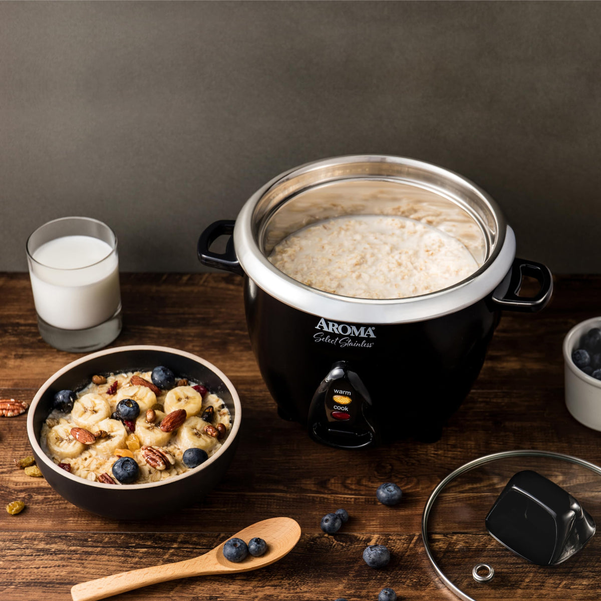 Housewares Select  Rice Cooker & Warmer with Uncoated Inner Pot, 3-Cup(uncooked)/6-Cup(cooked)/ 1.2Qt, ARC-753SGB, Black
