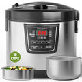 20 Cup Cooked (10 cup uncooked) Rice Cooker with 8 Functions, Healthy Coo Steel Pot & Steamer, Removable Inner Cover,  Steel Silver