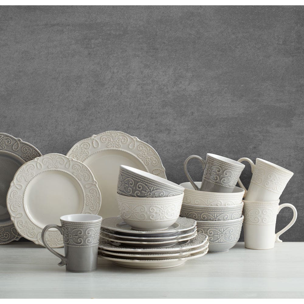Abby White 16 Piece Dinnerware Set, Service for 4