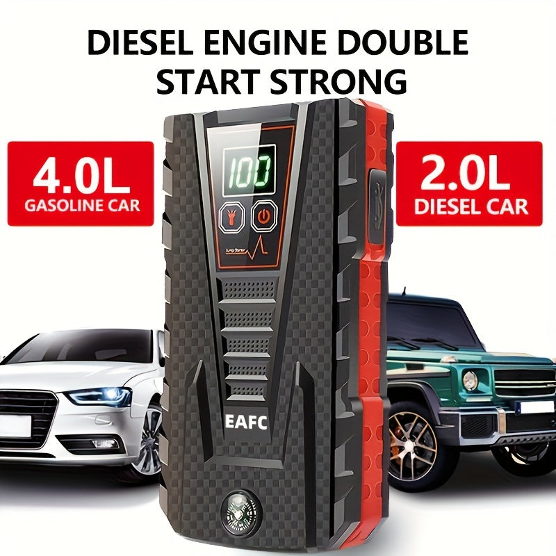 Car Jump Starter: Emergency Power Bank Booster With LED Automotive Starting Device