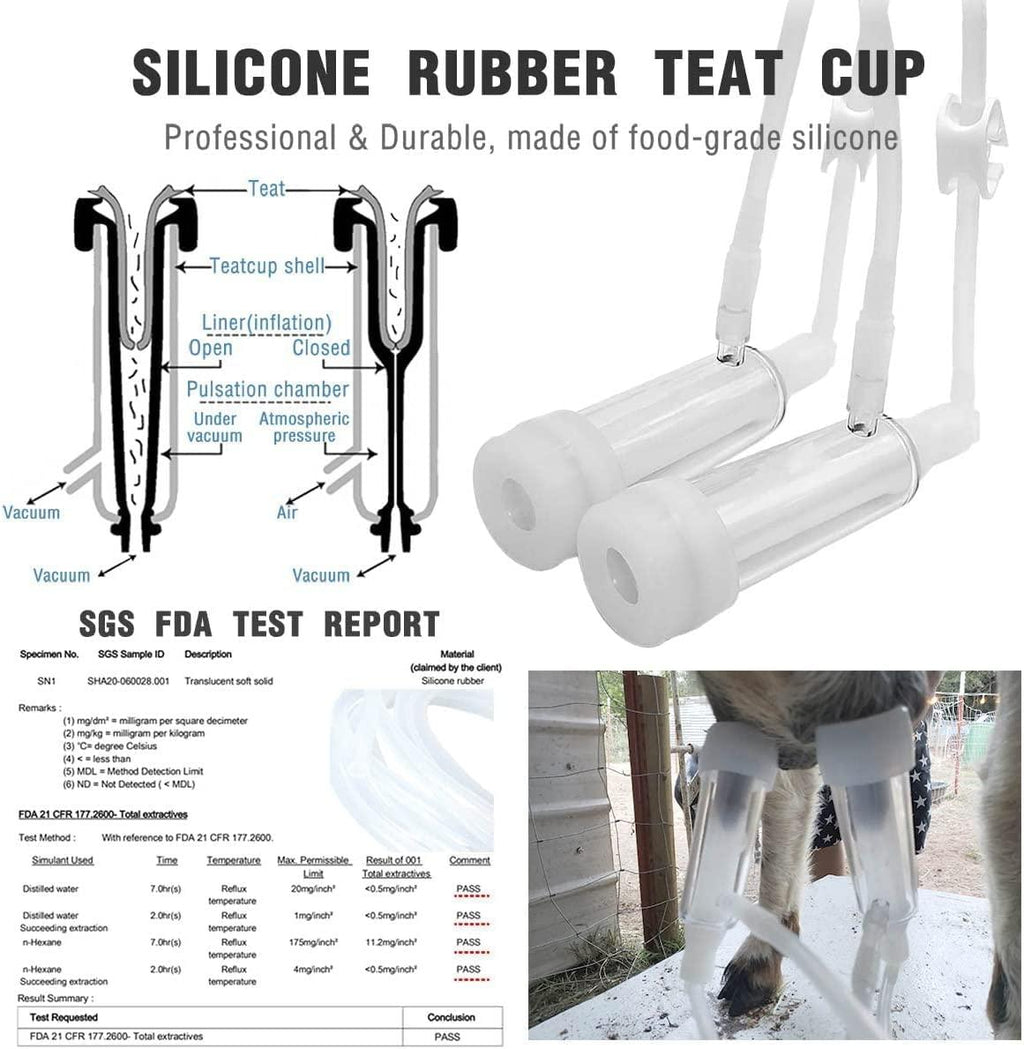 Hantop 6L Goat MilMachine (Pro Model) and Cow MilTeat Cup Replacement (Tube Included)