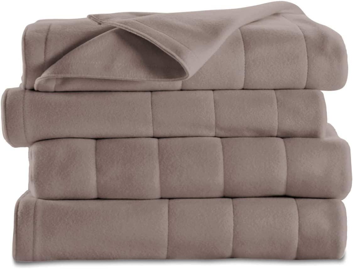 Queen Size Electric Fleece Heated Blanket in Mushroom with Dual Zone