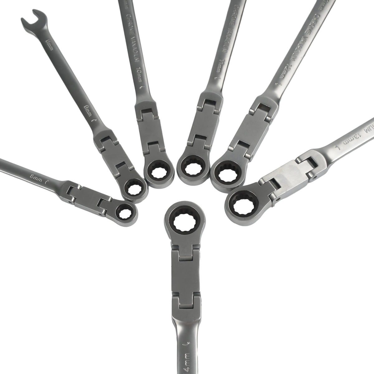 180° Flexible Head Ratchet Wrench Deep Offset 8-19mm Combination Dual-purpose Ratchet Tool Repair Ratchet Combination Set Car Hand Tools