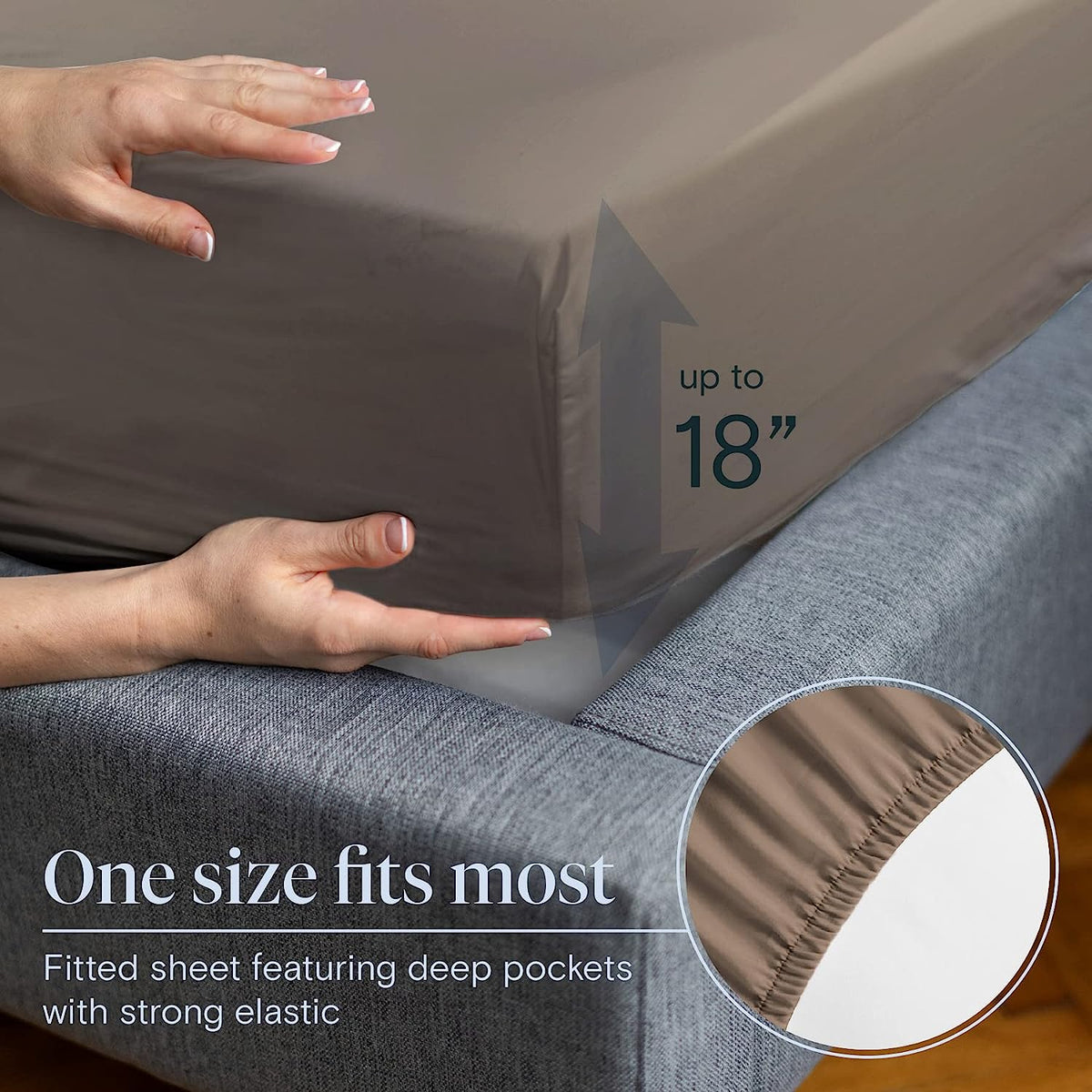 LuxClub 6 PC California King Size Sheet Set Bamboo Sheets Deep Pockets 18" Eco Friendly Wrinkle Free Cooling Sheets Machine Washable Hotel Bedding Silky Soft - Tree Bark California King