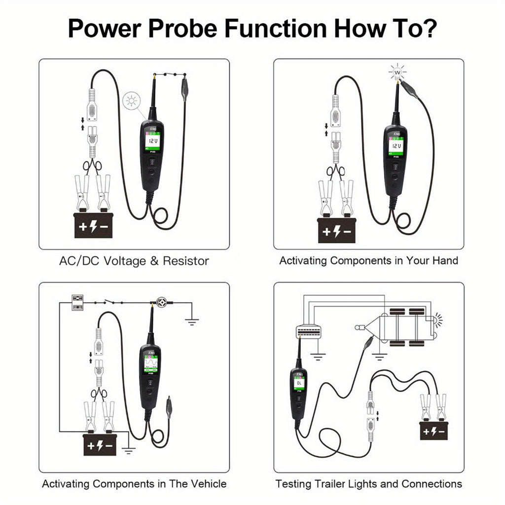 12/24V Multifunctional Car Circuit Tester Power Circuit Probe Kit, Car Battery Voltage/Resistant Tester Diagnostic Tool Component