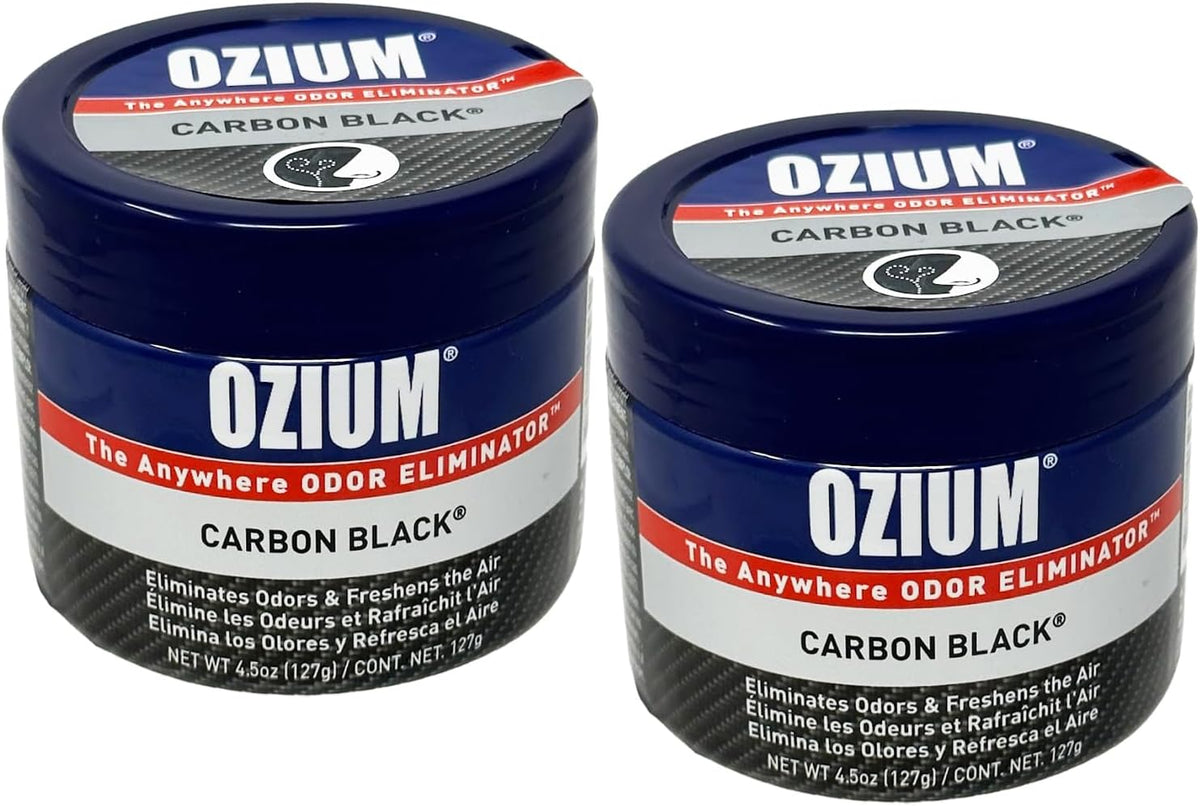 Ozium Air Sanitizer 4.5 oz Gel: Odor Eliminator for Strong Odor, Car Air Freshener (Carbon Black, 2 Packs)