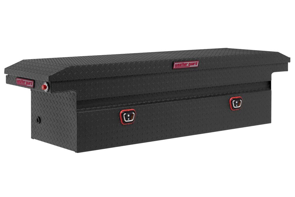 Saddle Truck Tool Box Aluminum Full Low Profile Textured Matte Black 10.2 Cu Ft