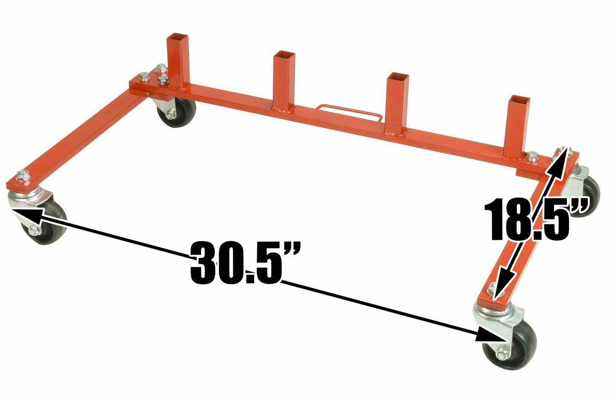 (4) Dragway Tools 12" Hydraulic Wheel Dolly 1500 lb Foot Pump Jack Lift & Stand