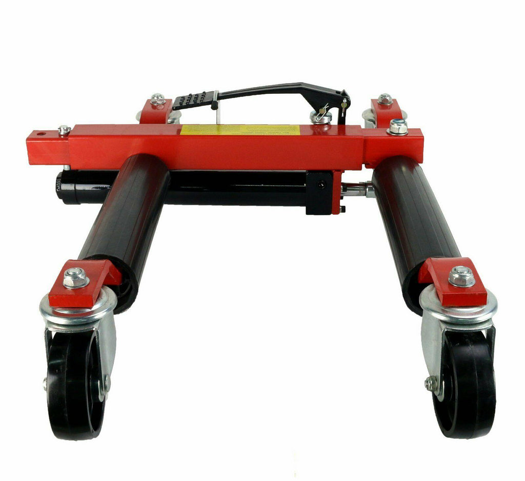(4) Dragway Tools 12" Hydraulic Wheel Dolly 1500 lb Foot Pump Jack Lift & Stand