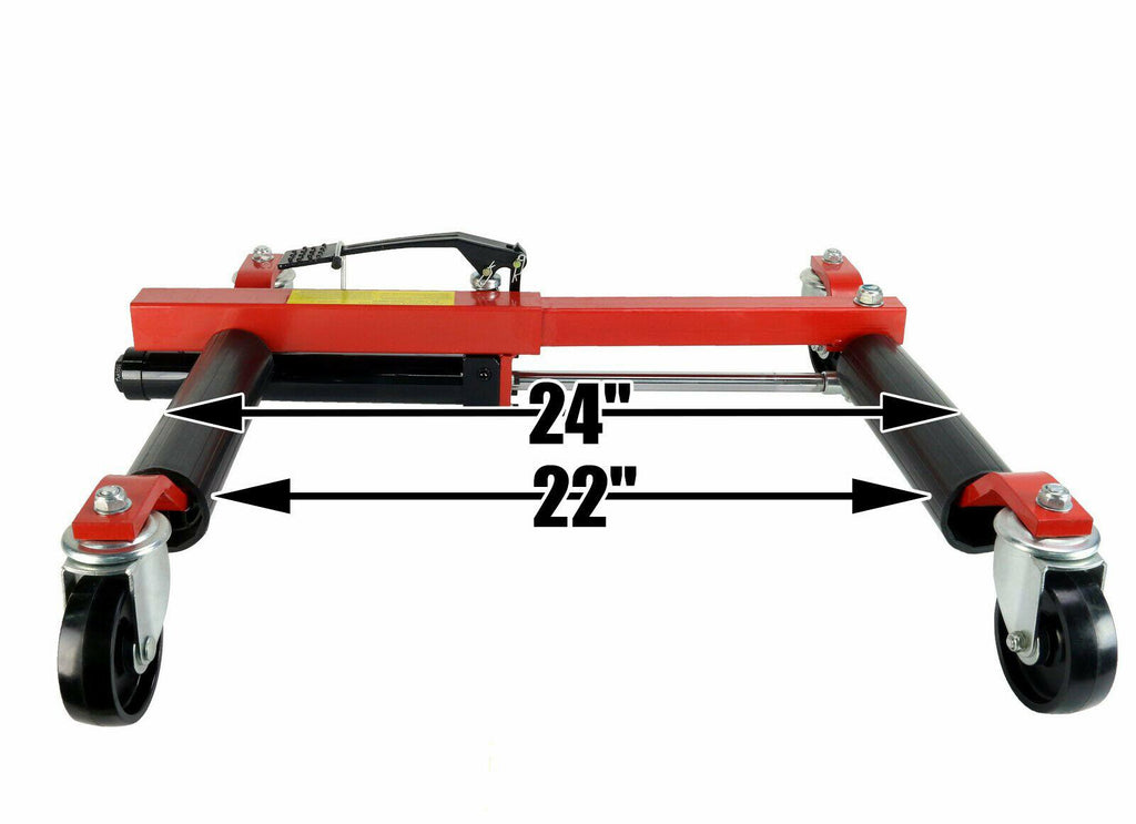 (4) Dragway Tools 12" Hydraulic Wheel Dolly 1500 lb Foot Pump Jack Lift & Stand