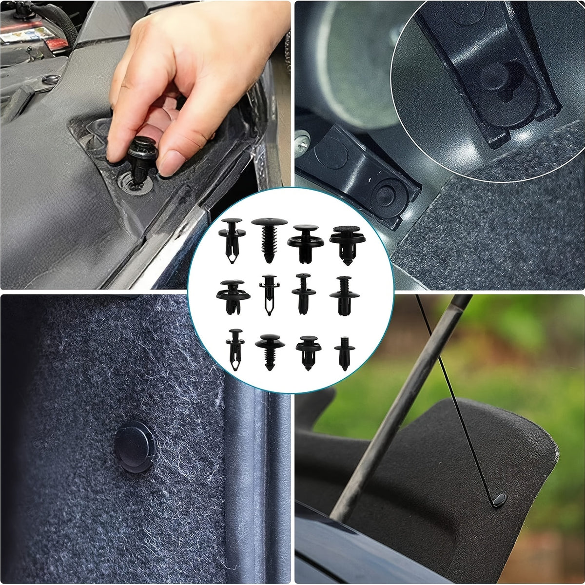 925pcs Car Bumper Retainer Clips Plastic Rivets Fasteners Tailgate Handle Rod Clip, 26 Most Popular Sizes Auto Push Pin Rivets Set