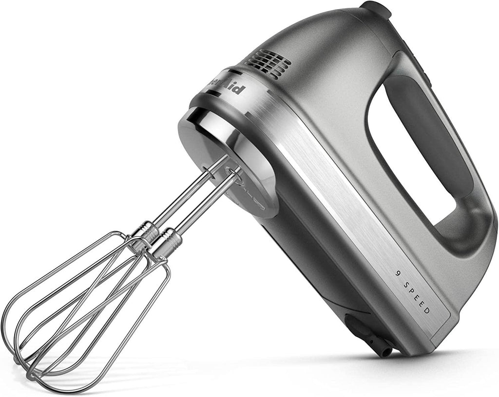 KitchenAid 9-Speed Digital Hand Mixer with Turbo Beater II Accessories and Pro Whisk - Contour Silver