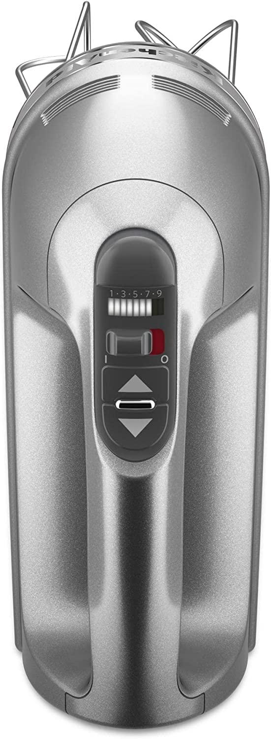 KitchenAid 9-Speed Digital Hand Mixer with Turbo Beater II Accessories and Pro Whisk - Contour Silver