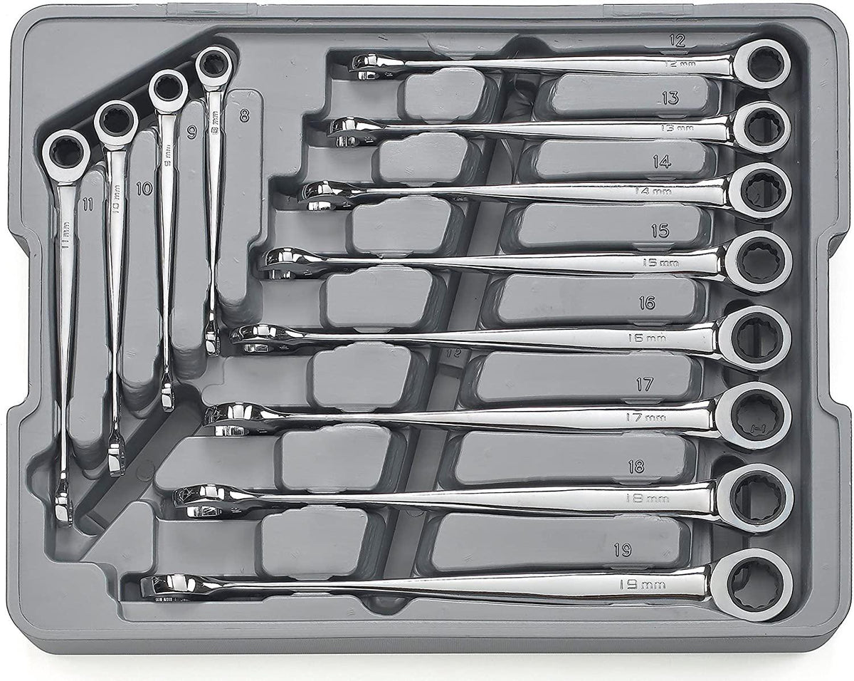 GEARWRENCH 12 Pc. 12 Pt. XL X-Beam Ratcheting Combination Wrench Set, Metric - 85888