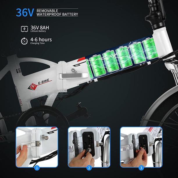 Ayner Folding Electric Bike, 20" Foldable Ebike with 36V 8AH Removable Battery,7-Speed Electric Bicycle,Dual Disc Brakes for Adults Men Women