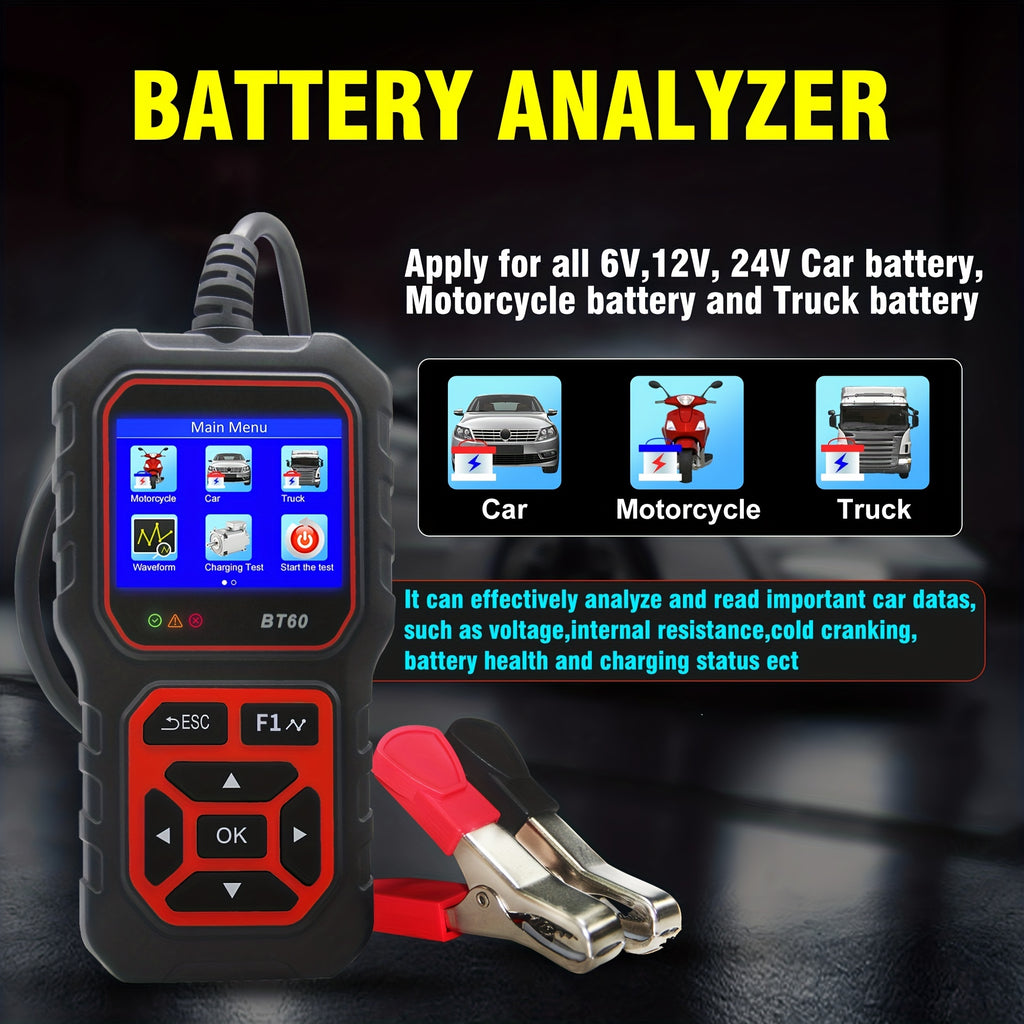 5V-36V Car Battery Tester, Automotive Battery System Tester Digital Auto Battery Analyzer Charging CranTester For Car Truck Motorcyle Vehicle RV