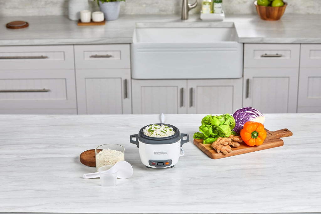 Rice Cooker, 1.5-Cup Uncooked (3-Cup Cooked) Rice, Steaming Basket, Removable Non-Stick Bowl, One-Touch, White