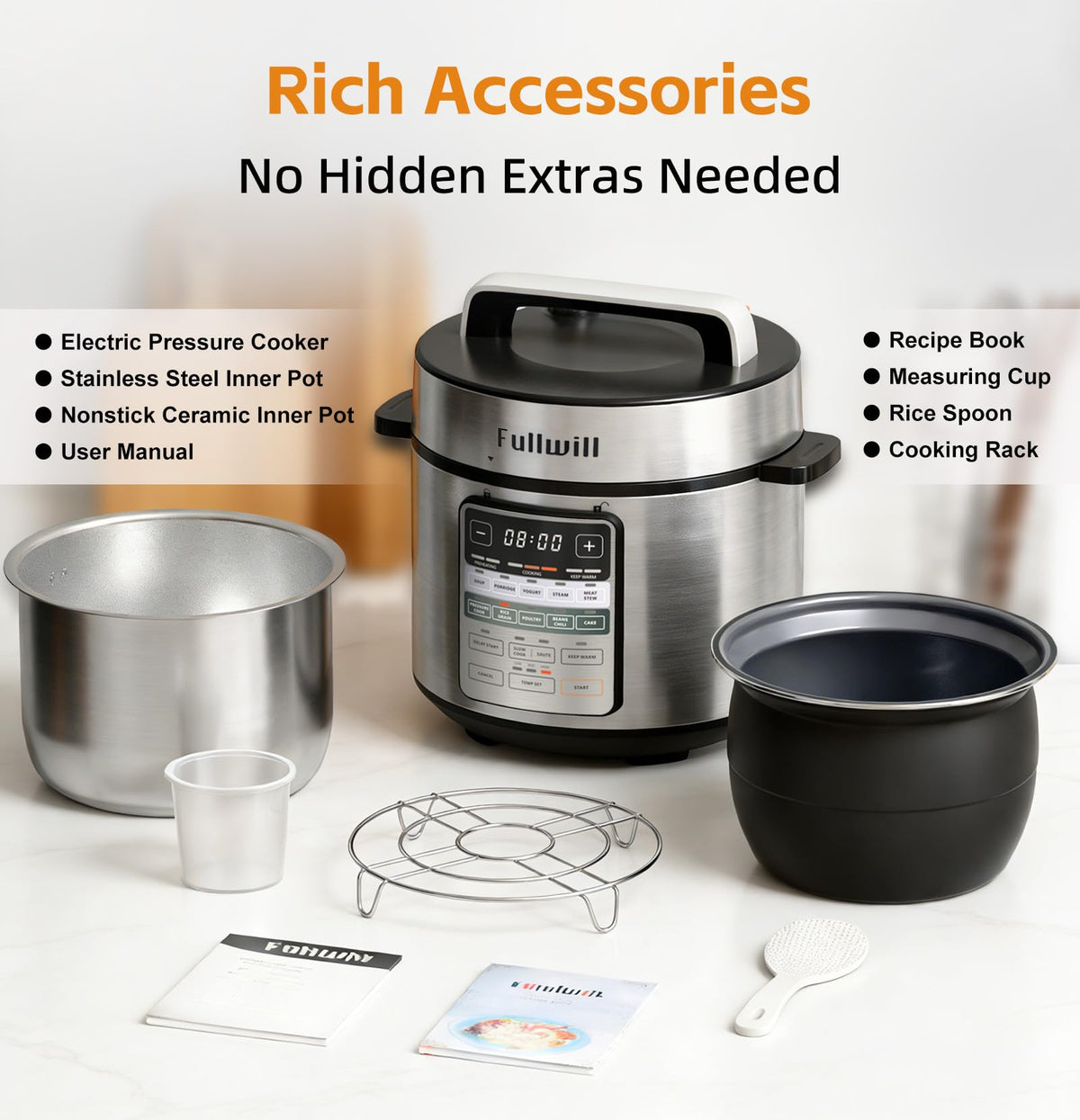 Dual-Pot Electric Pressure Cooker,12-in-1 Multi Cooker with 6QT  Steel & 5QT Ceramic Pot,Olla de Presion for Pressure,Rice,Meat Stew,Yogurt Maker