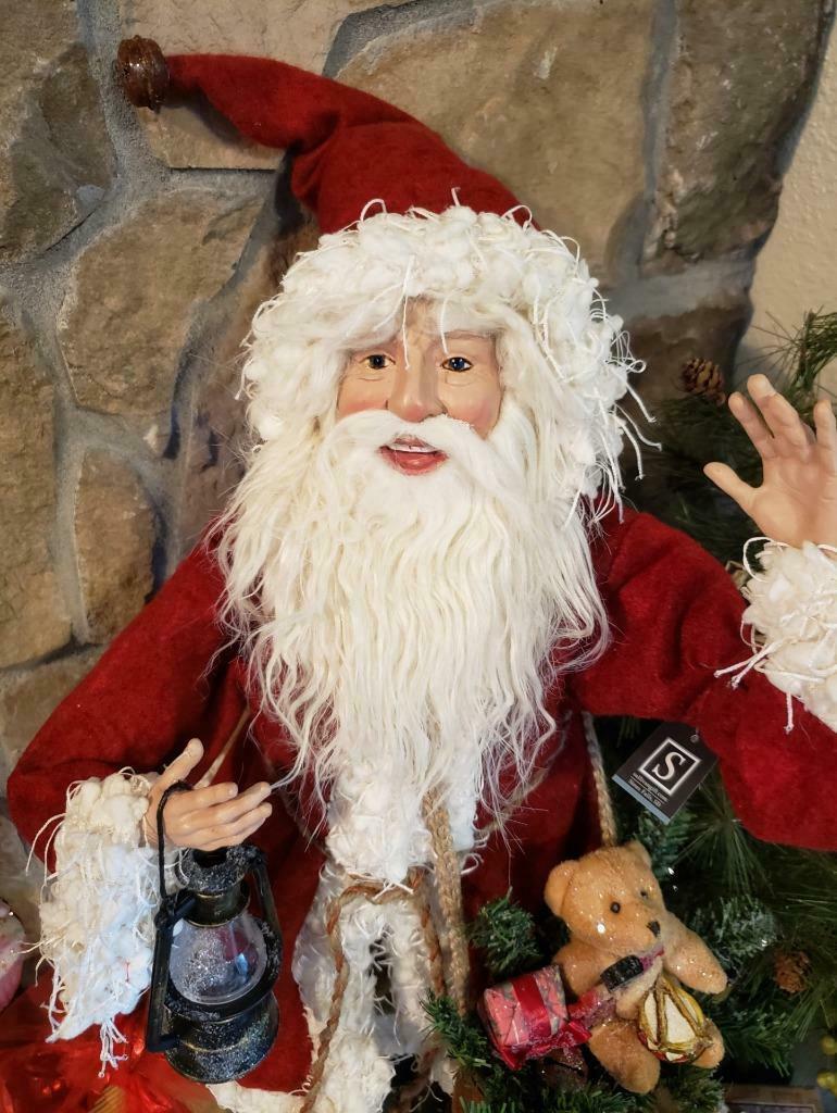 NWT Lar28" Santa  with Toy Bag &amp; Lantern Christmas Figure Display Prop